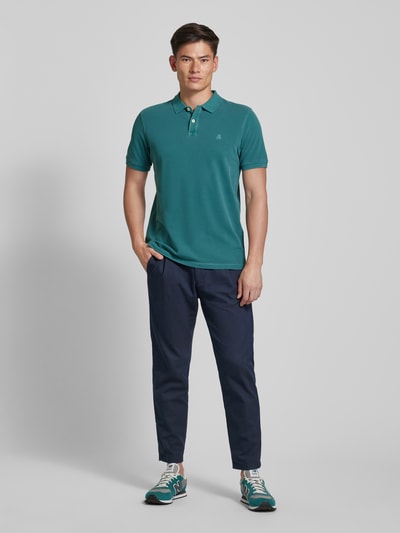 Marc O'Polo Regular fit poloshirt met labelstitching Petrol - 1