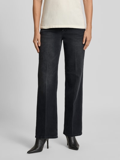 Someday Straight leg jeans met knoop- en ritssluiting, model 'Carie' Zwart - 4