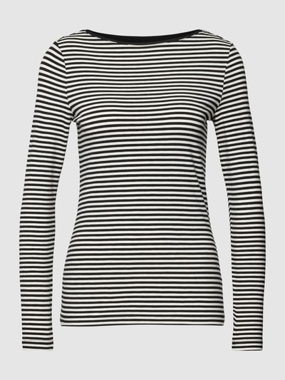 Montego Longsleeve mit Streifenmuster und U-Boot-Ausschnitt Black 2