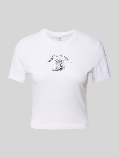 Only Slim fit T-shirt van puur katoen, model 'KARINA' Offwhite - 2