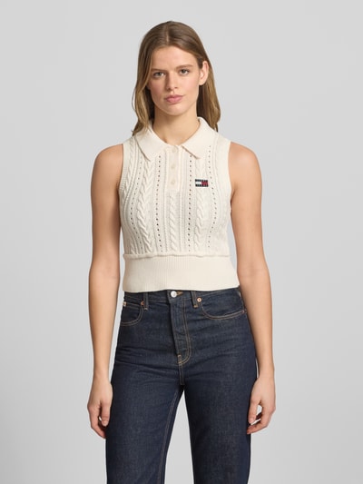 Tommy Jeans Slim Fit Pullunder aus reiner Baumwolle Weiss 4