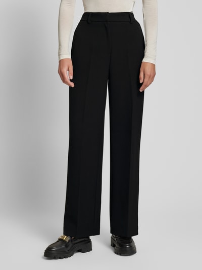 YAS Wide leg stoffen broek met persplooien, model 'LIKKA' Zwart - 4