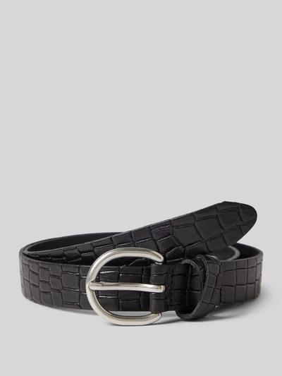 s.Oliver RED LABEL Leren riem in krokolook Zwart - 1