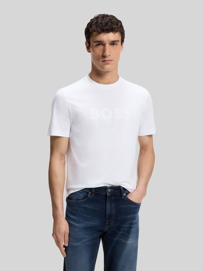BOSS Orange regular fit T-shirt van puur katoen model 'TE_LOGO' Wit - 4