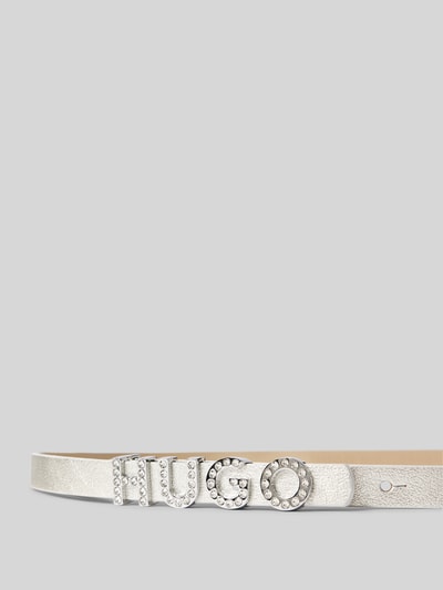 HUGO Leren riem met labelapplicatie, model 'Zula' Zilver - 2