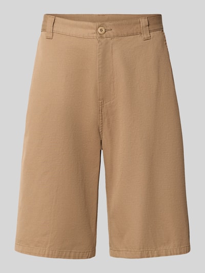 Produktfoto, Bermudas mit Baumwoll-Anteil Modell 'Brader' von Carhartt Work In Progress in Beige, entspannter Schnitt, glatte Textur, sichtbare Taschen und Verschlüsse, Herren Relaxed Fit, Material-Mix, geeignet für Alltag und Freizeit.
