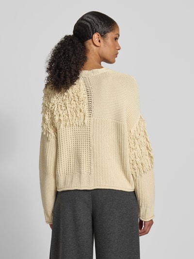 JAKE*S STUDIO WOMAN Relaxed fit gebreide pullover met franjes Ecru - 5