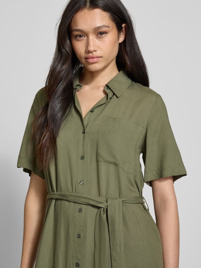 Pieces Tailliertes Freizeitkleid aus Viskose-Leinen-Mix Modell 'PIA' Khaki 3