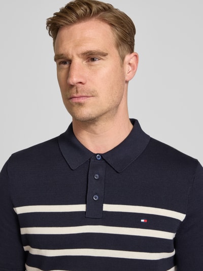 Tommy Hilfiger Regular Fit Strick-Poloshirt aus reiner Baumwolle Marine Melange 3