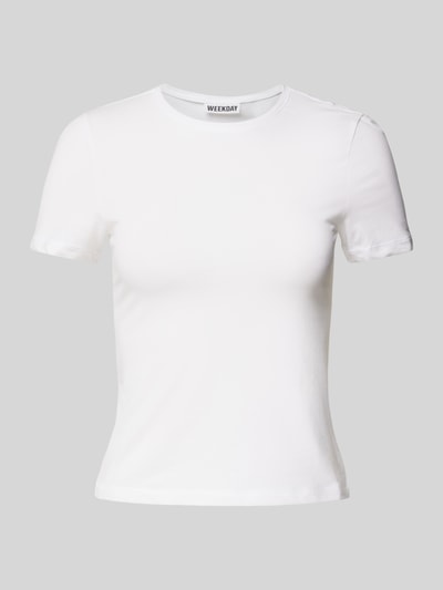 WEEKDAY Slim Fit T-Shirt mit Rundhalsausschnitt Weiss 2