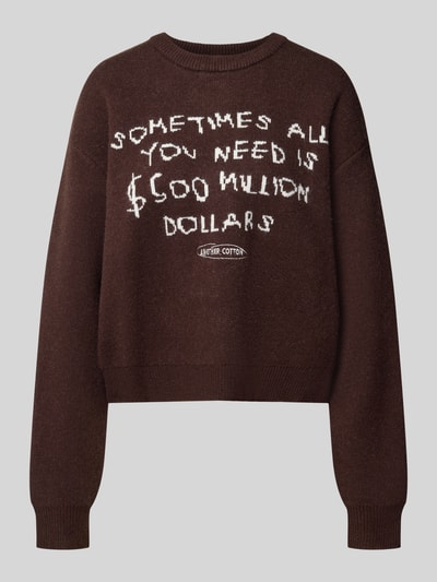 ANOTHER COTTON LAB Relaxed Fit Strickpullover mit Statement-Schriftzug Schoko 2