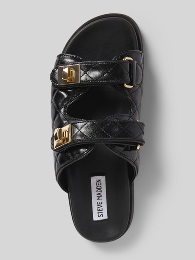 Steve Madden Slippers van leer met klittenband, model 'SCHMONA' Zwart - 3