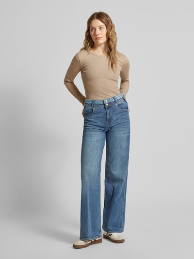 Vero Moda Regular Fit Langarmshirt aus Baumwoll-Mix mit Effektgarn Modell 'CHLOE' Silber Melange 1