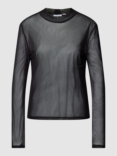 Vila Semitransparentes Longsleeve mit Stehkragen Modell 'VIVOLETTIS' Black 2