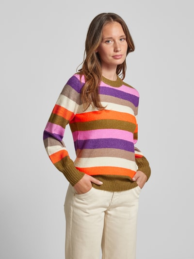 ICHI Gebreide pullover met raglanmouwen, model 'EDEN' Groen gemêleerd - 4