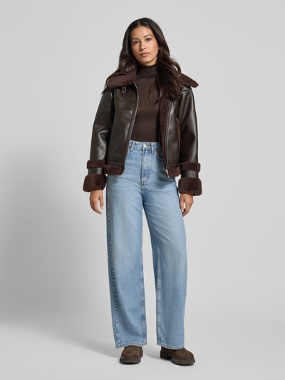 GUIDO MARIA KRETSCHMER WOMAN Slim Fit Longsleeve aus Viskose-Mix Modell 'Rana' Dunkelbraun 1