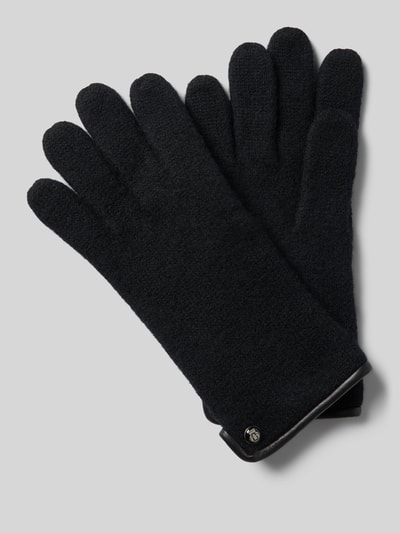 Roeckl Walkhandschuhe aus Schurwolle mit Wappen Emblem Black 1