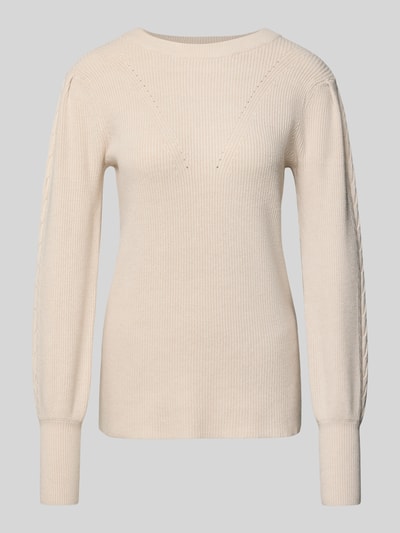 Soyaconcept Strickpullover mit gerippten Abschlüssen Modell 'KANITA' Ecru Melange 2