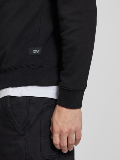 Replay Sweatshirt mit gerippten Abschlüssen Black 3