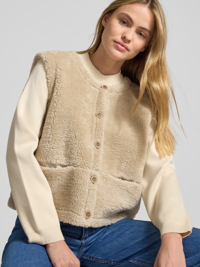 Christian Berg Woman Kamizelka z sztucznego futra z okrągłym dekoltem Piaskowy 3