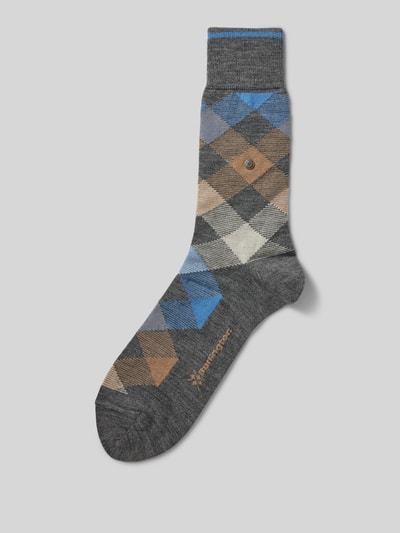 Burlington Socken mit Label-Print Dunkelgrau 1