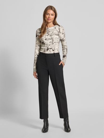 Marc Cain Slim Fit Longsleeve mit Allover-Motiv-Print Ecru 1