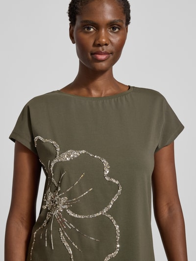 s.Oliver BLACK LABEL Regular fit T-shirt van katoenmix Kaki - 3