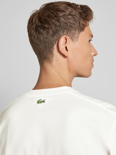 Lacoste T-shirt z nadrukiem z logo Złamany biały 3