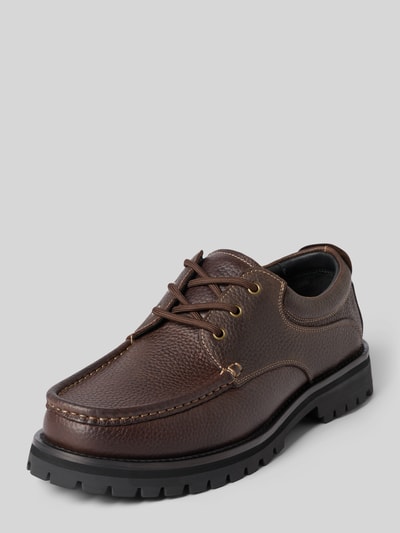 Selected Bootsschuhe aus Rindsnappa mit Profilsohle Dunkelbraun 1