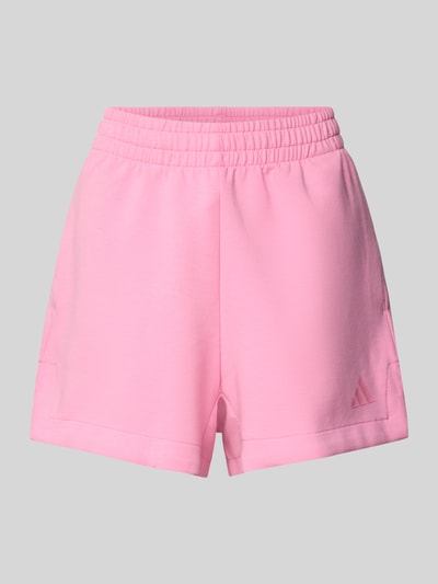 Produktfoto, Regular Fit Shorts mit Logo-Print von adidas Sportswear in Rosa, elastischer Bund, Baumwoll-Modal-Mix, strukturierte Oberfläche