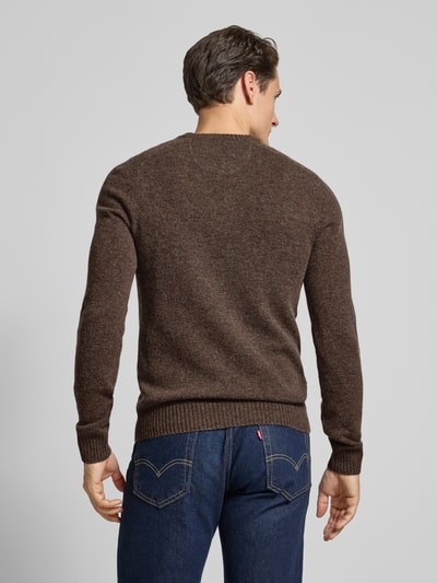 MCNEAL Regular fit gebreide pullover van pure wol Chocoladebruin gemêleerd - 5