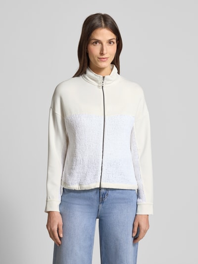 Marc Cain Regular Fit Sweatjacke mit Strickbesatz Offwhite 4