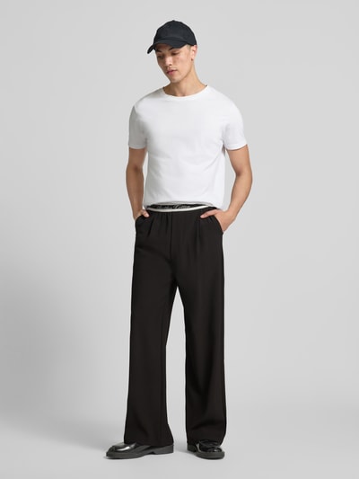 ANOTHER COTTON LAB Stoffhose mit elastischem Logo-Bund und Gesäßtaschen Black 1