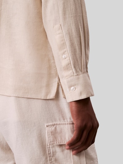CK Calvin Klein regular fit vrijetijdsoverhemd van linnenmix Beige - 3