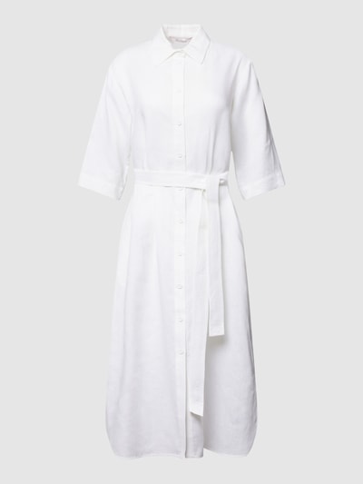 MaxMara Leisure Sukienka koszulowa z tasiemką w talii model ‘PRUGNA’ Biały 2