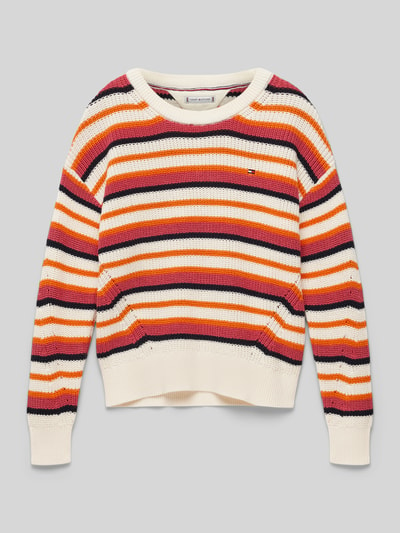 Tommy Hilfiger Teens Gebreide pullover met ribboorden Oranje - 1