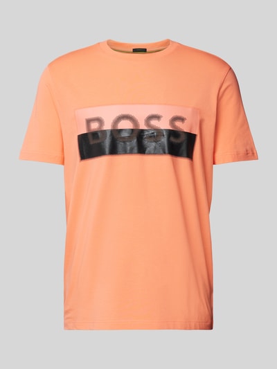 BOSS Green T-shirt met labelprint Lichtrood - 2