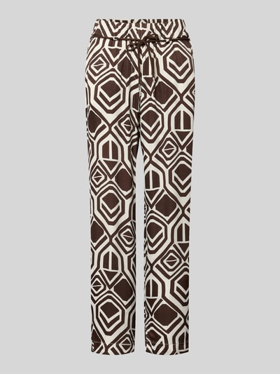 Produktfoto, Stoffhose mit Bindegürtel Modell 'Pia' von TONI in Braun und Creme gemustert, Wide Fit, reine Viskose, 7/8-Länge, Allover-Look.