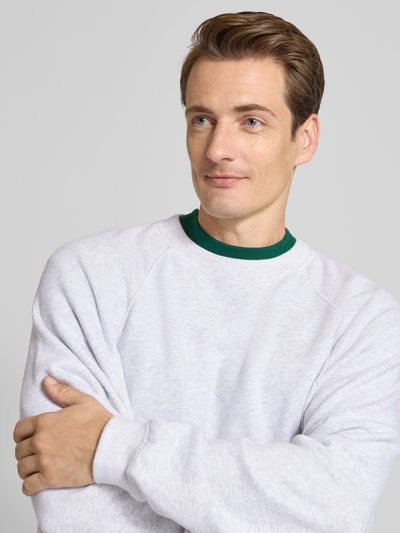 American Vintage Sweatshirt met ribboorden, model 'Ilari' Lichtgrijs gemêleerd - 3