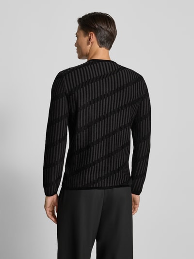 Emporio Armani Regular Fit Strickpullover aus Leinen-Viskose-Mix Black 5