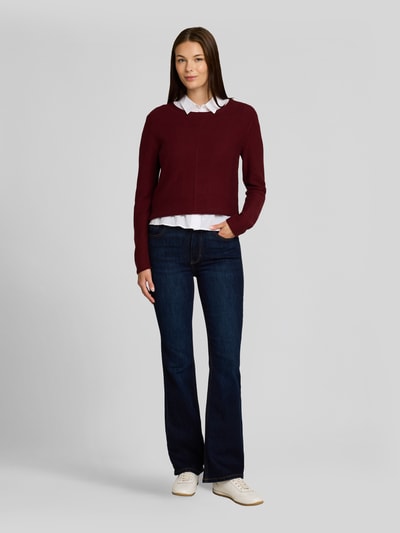 Tom Tailor Regular Fit Pullover mit gerippten Abschlüssen Bordeaux 1