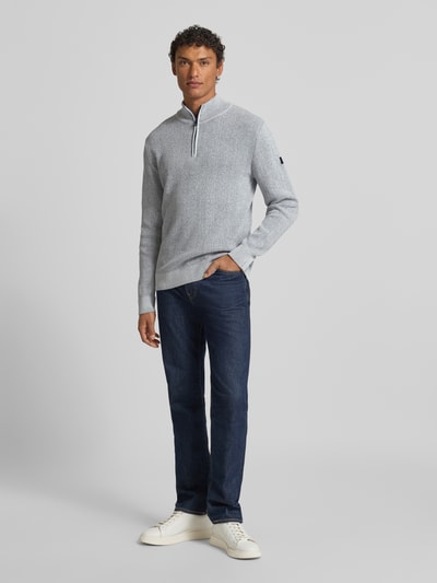 Tom Tailor Regular Fit Troyer aus Baumwoll-Mix Offwhite Melange 1