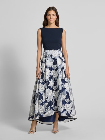 Christian Berg Cocktail Abendkleid mit Rundhalsausschnitt und rückseitigem Reißverschluss Marine Melange 4