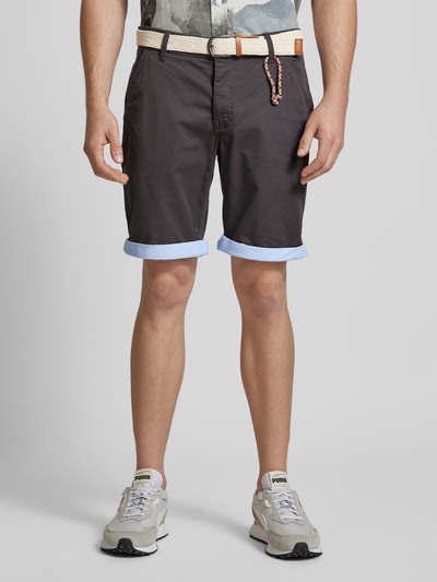 Redefined Rebel Regular Fit Shorts mit Gürtel in Flecht-Optik Modell 'MAGNUS' Anthrazit 4