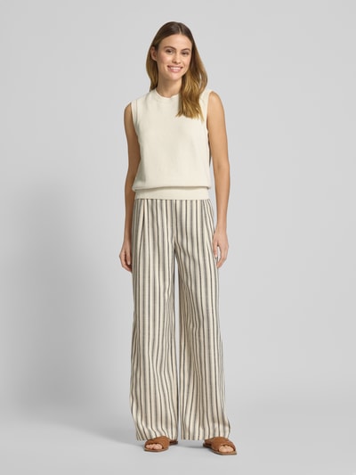 Jake*s Collection Stricktop mit Rundhalsausschnitt Beige 1