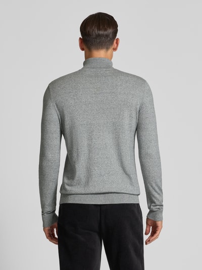 SELECTED HOMME Rollkragenpullover mit gerippten Abschlüssen Mittelgrau Melange 5