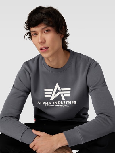 Alpha Industries „BASIC SWEATER” z nadrukiem z logo  Ciemnoszary 3