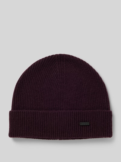 HUGO Beanie met labeldetail, model 'Xamiro' Prune - 1