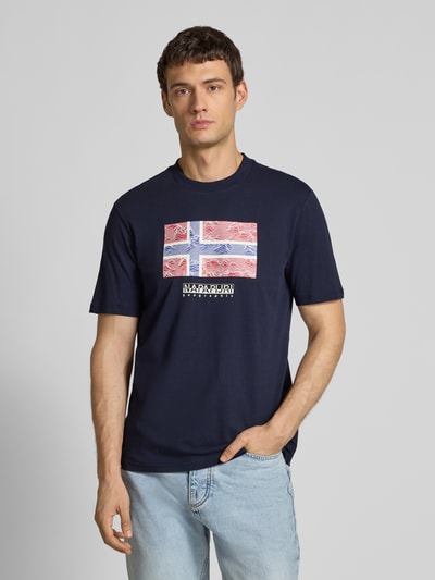 Napapijri T-Shirt mit Label-Print Modell 'DRAPEAU' Marine 4