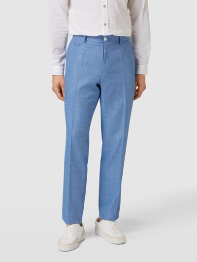 BOSS Slim fit pantalon met persplooien, model 'Lennon' Blauw - 4